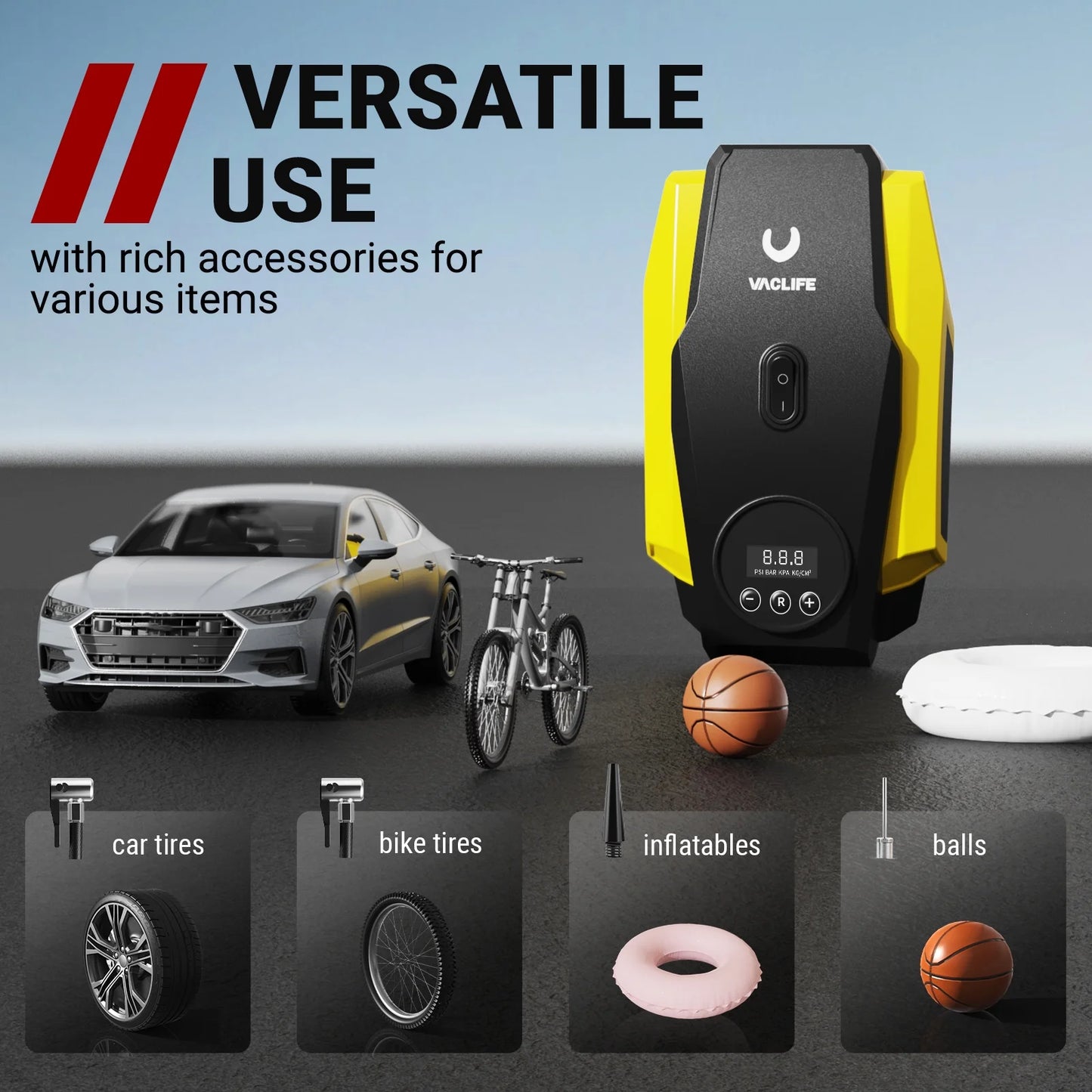 12V DC Tire Inflator, Auto Shutoff Air Compressor Portable, 160 Psi