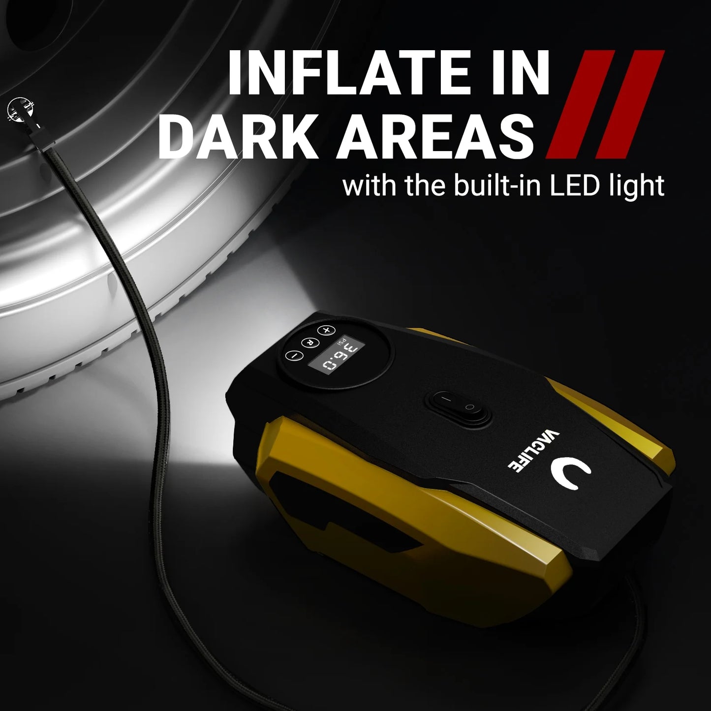 12V DC Tire Inflator, Auto Shutoff Air Compressor Portable, 160 Psi