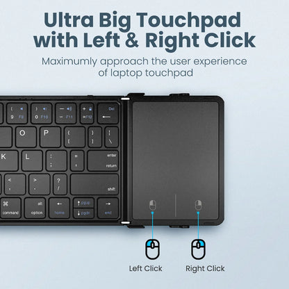 Jomaa Tri-Folding Wireless Keyboard with Touchpad Rechargeable Mini Keyboard Foldable Keyboard for Windows Phone PC Table